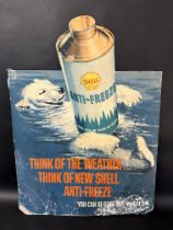 A Shell Anti-Freeze cardboard advertising showcard depicting a polar bear swimming on its back