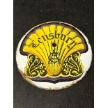 A 1920s Shell 'Lensbury' circular enamel car badge, 4" diameter.