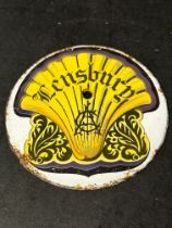 A 1920s Shell 'Lensbury' circular enamel car badge, 4" diameter.