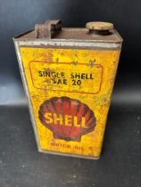 A Shell Motor Oil Single Shell SAE 20 gallon can.