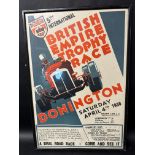 A BRDC British Empire Trophy Race poster for 4th April 1936, framed and glazed, 17 1/2 x 25 1/2".