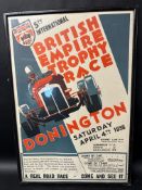 A BRDC British Empire Trophy Race poster for 4th April 1936, framed and glazed, 17 1/2 x 25 1/2".