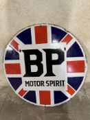 A BP Motor Spirit 'Union Jack' circular enamel advertising advertising sign