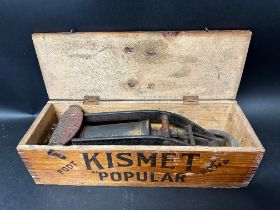 A Kismet Popular Foot Pump in wooden box.