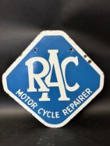 An RAC Motor Cycle Repairer double sided enamel advertising sign, 16 x16"