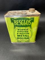 A Besglos Super Engine & Motor Metal Polish can with Art Nouveau design.