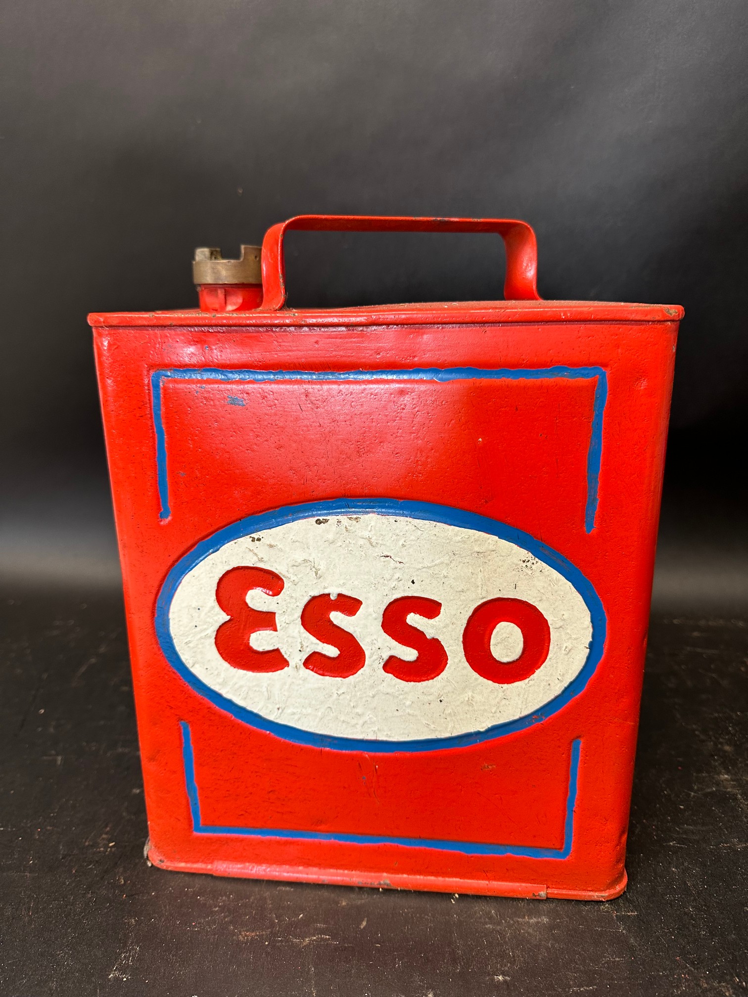 An Esso two gallon petrol can with Shell cap, repainted, Valor 4 39. - Image 3 of 6