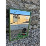 A mid-century Avon Tyres advertising mirror by Kalos Signs, 13 x 9".