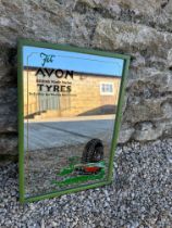 A mid-century Avon Tyres advertising mirror by Kalos Signs, 13 x 9".