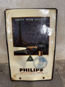 An unusual Philips Automobile Lamps celluloid advertising sign