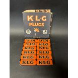 A K.L.G Plugs retailer's dispensing box, new old stock, complete.