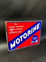 A Price's Motorine Motor Oils double sided enamel advertising sign with hanging flange, 24 x 18",
