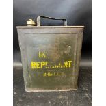 A two gallon petrol can with plain cap, Valor 9 45, with later stencil spray paint.