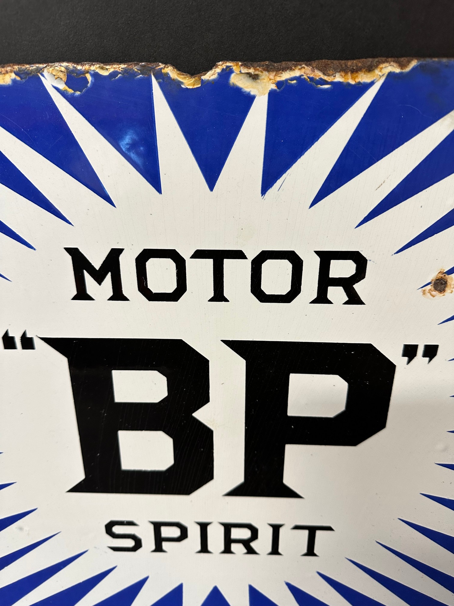 A BP Motor Spirit double sided enamel advertising sign with hanging flange, dated 9/26, 24 1/4 x - Image 4 of 15