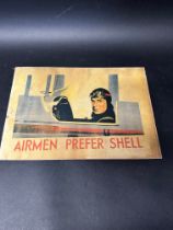 A reproduction Shell Aviation poster on board 'Airmen Prefer Shell', 16 1/2 x 11 3/4".