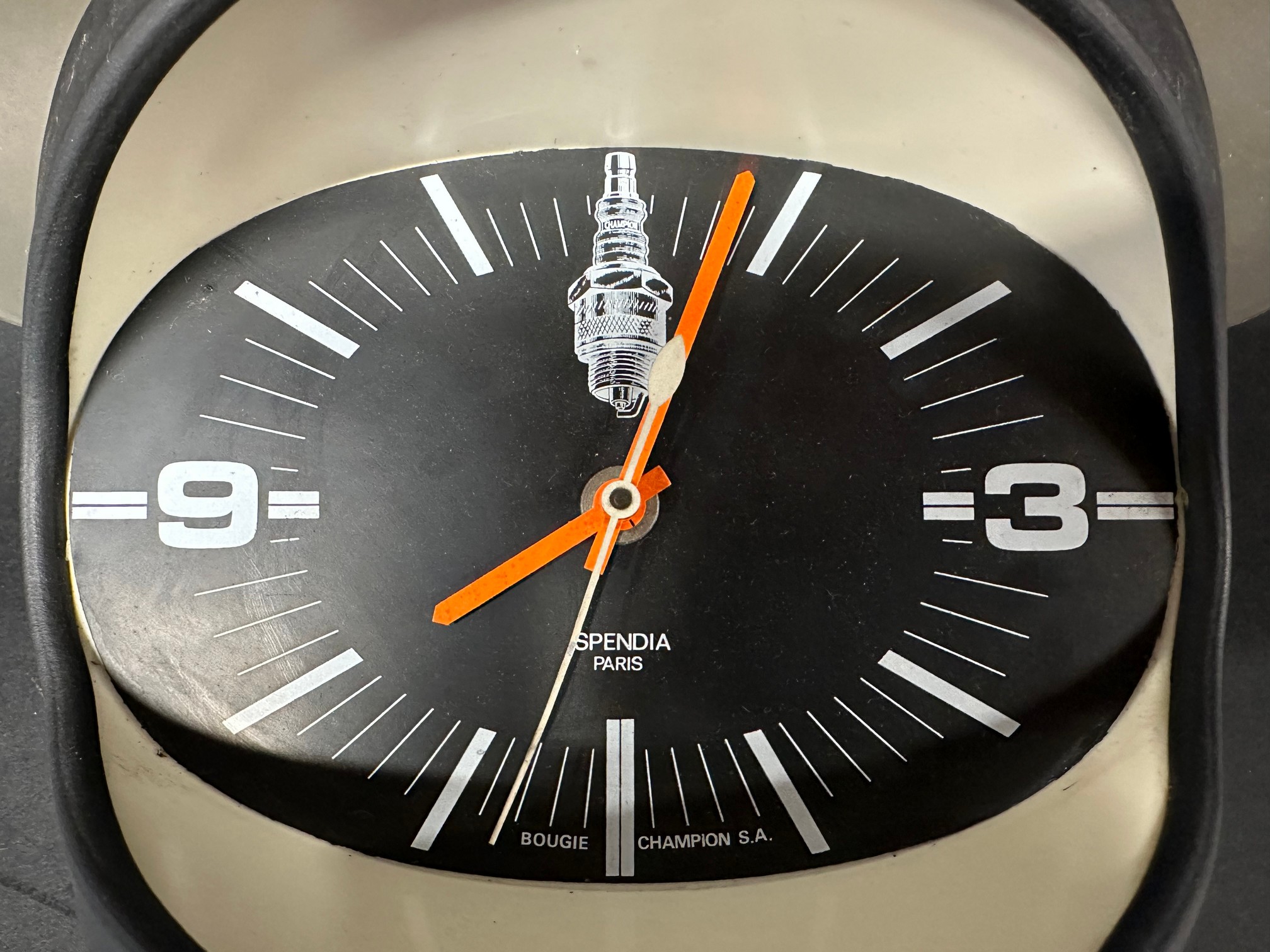 A Champion Spark Plugs advertising wall clock in the form of a racing driver's helmet, battery - Image 3 of 5