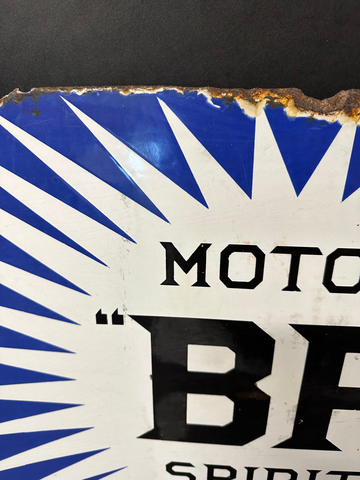 A BP Motor Spirit double sided enamel advertising sign with hanging flange, dated 9/26, 24 1/4 x - Image 11 of 15