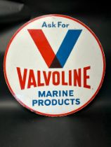 A Valvoline Marine Products double sided advertising sign, 30" diameter, dated 1964.