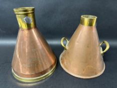 A Shell Mex Ltd. brass and copper quart measure marked no. 89 and one other similar.