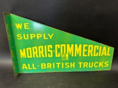 A Morris-Commercial 'All-British Trucks' double sided supplier shaped enamel advertising sign, 24