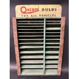 An Osram Bulbs 'For all vehicles' wooden counter top dispenser, 22" tall.