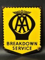 An AA Breakdown Service enamel door plaque/sign, 7 x 9".