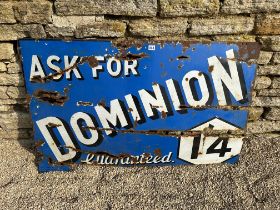 A Dominion Guaranteed 1'4 enamel advertising sign, 48 1/2 x 30".