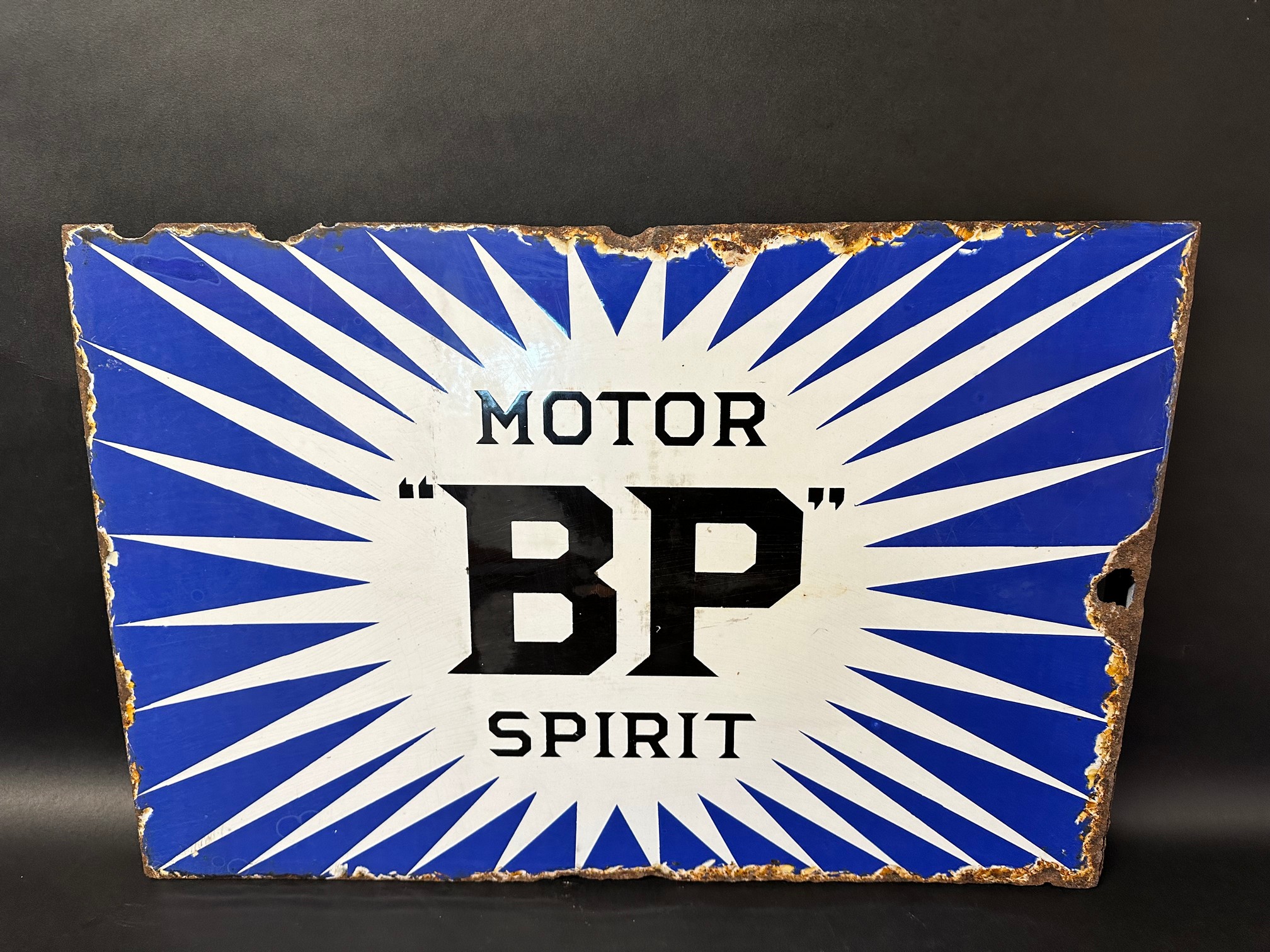 A BP Motor Spirit double sided enamel advertising sign with hanging flange, dated 9/26, 24 1/4 x - Image 8 of 15