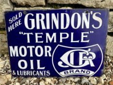 A Grindon's "Temple" Motor Oil & Lubricants enamel advertising sign