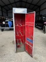 A Price's Motorine forecourt oil drum cabinet with April 1938 retailer's price chart to inside of