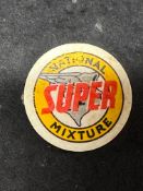 A National Benzole Mixture Super promotional circular celluloid badge.
