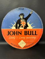 A John Bull Tyres 'Made for the man who will have the best' circular cardboard advertising sign,