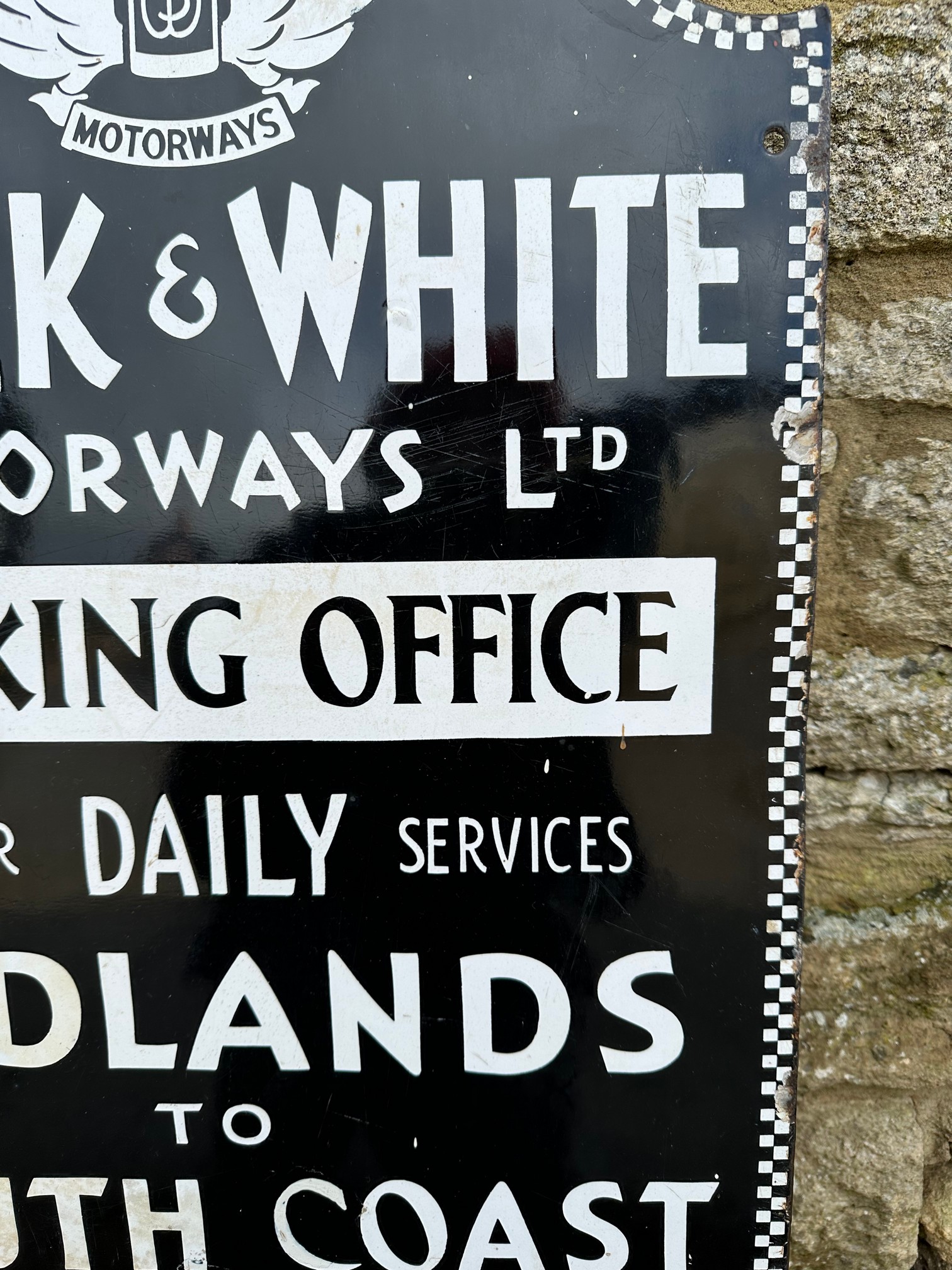 A Black & White Motorways Ltd. Midlands to South Coast & Wales Booking Office enamel advertising - Image 7 of 8