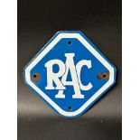 An RAC enamel sign plaque for roadside phone box, 7 3/4 x 8".