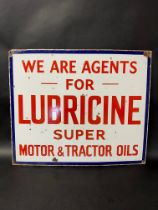 A Lubricine Agent's enamel sign for Motor and Tractor Oils, 24 x 20".