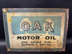An Oak Motor Oil 'One Grade For Summer & Winter' tin advertising sign by S. Banner & Co. Ltd.