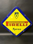 A Pirelli Tyres enamel advertising sign, 18 x 18".