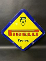 A Pirelli Tyres enamel advertising sign, 18 x 18".