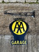 An AA Garage double sided alloy sign by Franco, on hanging bracket, 33 1/2 x 28 1/2".