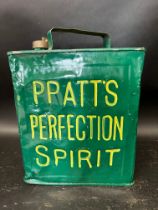 A Pratt's Perfection Spirit two gallon can, repainted, with Pratts cap.
