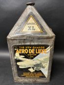 An Aero De Luxe Gamages Motor Oil five gallon pyramid can, Grade XL, base plate replaced.