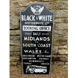 A Black & White Motorways Ltd. Midlands to South Coast & Wales Booking Office enamel advertising