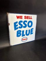 An Esso Blue double sided enamel advertising sign with hanging flange, 18 x 18".