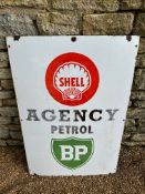 A 1940s Shell and BP Agency enamel advertising sign, 27 x 39".