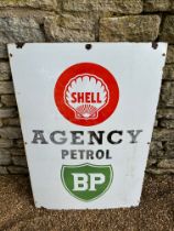 A 1940s Shell and BP Agency enamel advertising sign, 27 x 39".