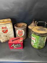 A selection of oil and grease cans/tins inc. Snowdrift, Agricastrol etc.