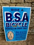 A BSA Bicycle enamel advertising sign, 28 1/2 x 43 3/4".