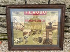 A framed and glazed pictorial showcard advertising Ferodo Friction Surfaces for any kind of Brake or