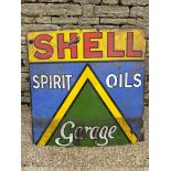 A Shell Spirit Oils Garage enamel advertising sign, 48 x 48".