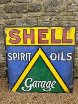 A Shell Gamages Spirit Oils enamel advertising sign, 48 x 48".